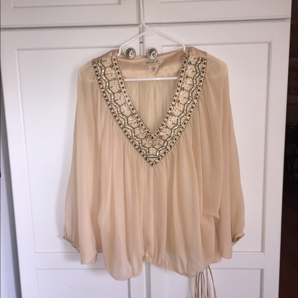 Arden B Beaded Nude Top